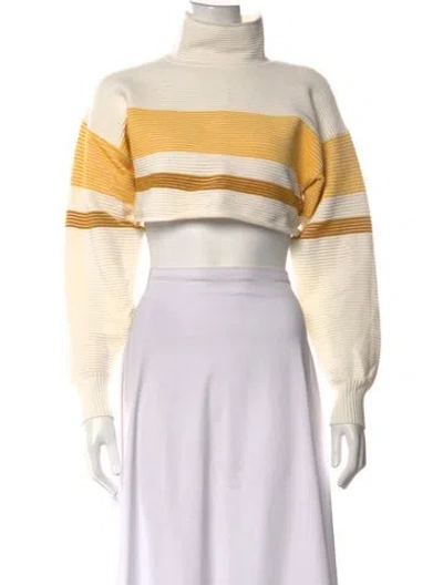 Pre-owned Nagnata Striped Turtleneck Sweater In White