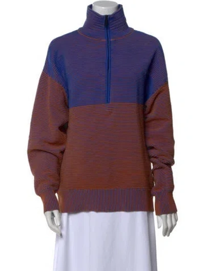 Pre-owned Nagnata Striped Turtleneck Sweatshirt In Brown