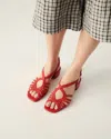 Naguisa Woman Sandals Red Size 7 Leather