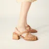 Naguisa Uga Natural Rounded Sandal In Brown