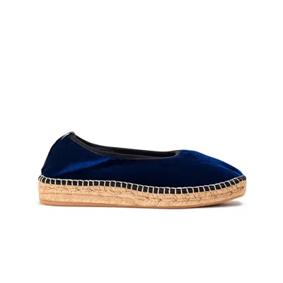 Naguisa Women's Blue  Espadrilles - Allium Navy Velvet In Animal Print