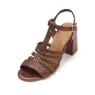 Naguisa Women's Brown  Woven Sandals - Julie Copper Metal