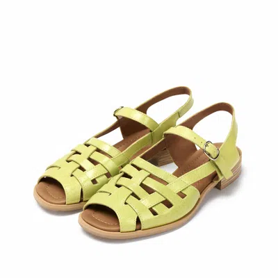 Naguisa Women's Green  Flat Sandals - Manto Lime Varnish