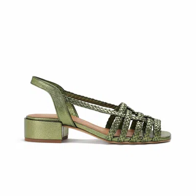 Naguisa Women's Green  Woven Sandals - Ima Olive Metal