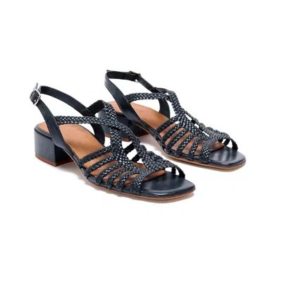 Naguisa Women's  Woven Sandals - Raco Square Low Dark Grey