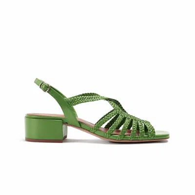 Naguisa Women's  Woven Sandals - Raco Square Low Green