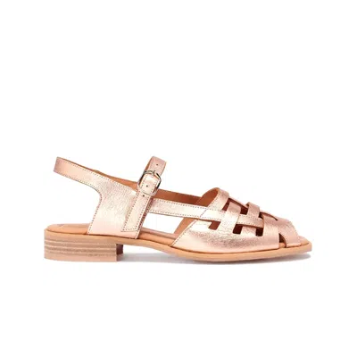 Naguisa Women's Rose Gold  Flat Sandals - Manto Rose Metal
