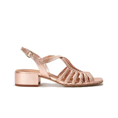 Naguisa Women's Rose Gold  Woven Sandals - Raco Rose Metal Square Low