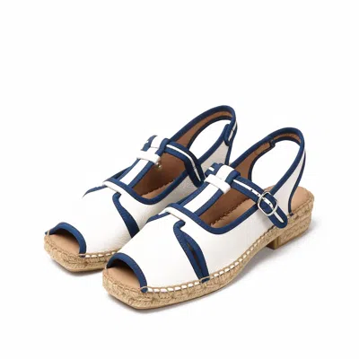 Naguisa Women's White  Espadrilles - Faba Ecru-navy