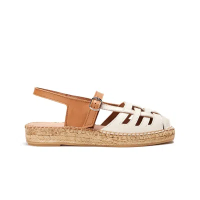 Naguisa Women's White  Espadrilles - Thalis Single Ecru-light Brown