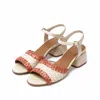 Naguisa Women's White  Woven Sandals - Mani Crudo-rojo In White