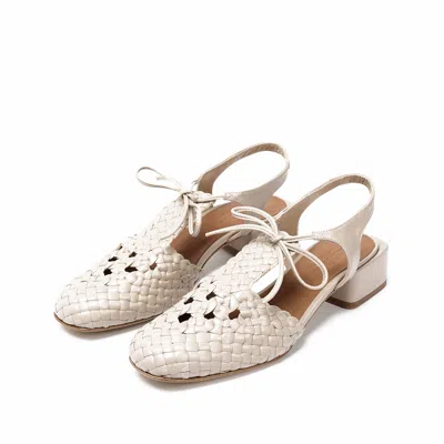 Naguisa Women's White  Woven Sandals - Mays Linen