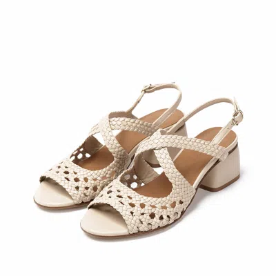 Naguisa Women's White  Woven Sandals - Uga Rounded Linen