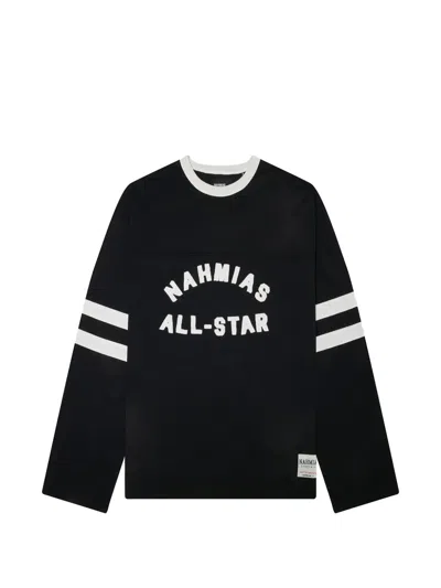 Nahmias Mens All Star Varsity Long-sleeve Cotton-jersey T-shirt Black