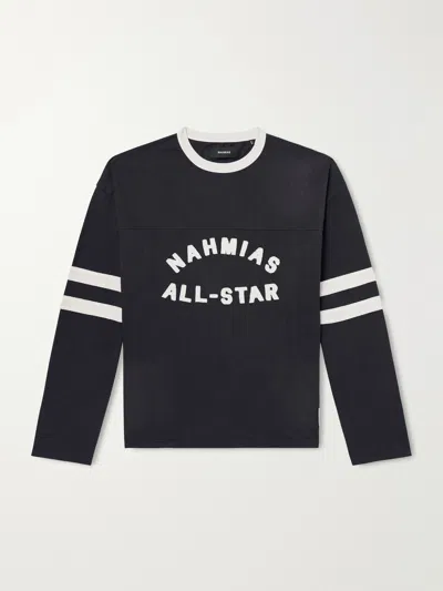 Nahmias Mens All Star Varsity Long-sleeve Cotton-jersey T-shirt Black