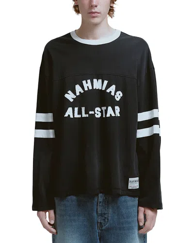 Nahmias All Star Varsity Stripe Logo Shirt In Black