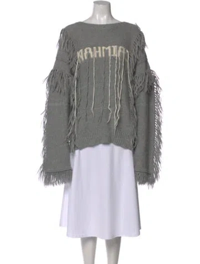 Pre-owned Nahmias Alpaca Graphic Print Sweater In Gray