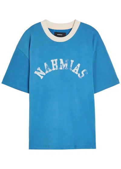 Nahmias Arch Ringer Logo Cotton T-shirt In Blue