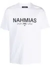 Nahmias Mens White Pronunciation Brand-print Cotton-jersey T-shirt In White