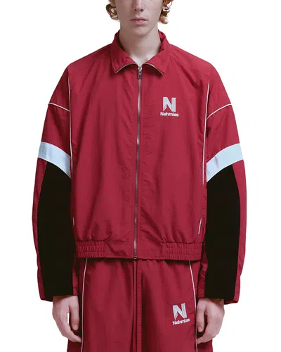 Nahmias Baggy Fit Colorblocked Warm Up Track Jacket In Red