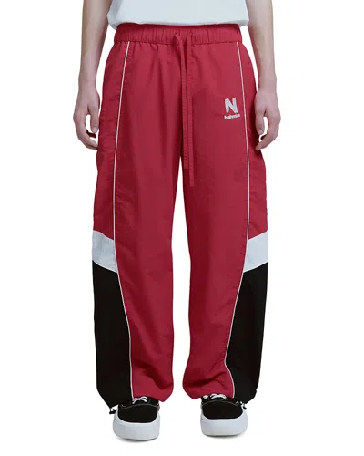 Nahmias Baggy Fit Colorblocked Warm Up Track Pants In Red