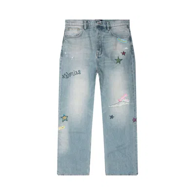 Pre-owned Nahmias Bandaid Baggy Jeans 'light Wash Denim' | Blue | Men's Size 34