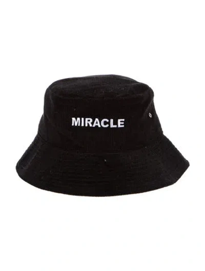 Pre-owned Nahmias Black Corduroy White Embroidered Bucket Hat