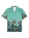 Nahmias Silk-blend Botanical Print Shirt In Blue