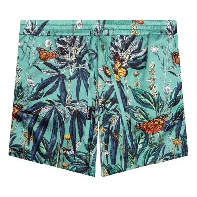 Pre-owned Nahmias Botanical Silk Short 'jade Green/multicolor' | Men's Size M