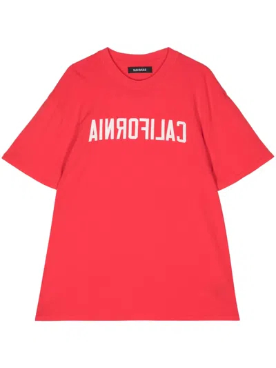 Nahmias California-print Cotton T-shirt In Red
