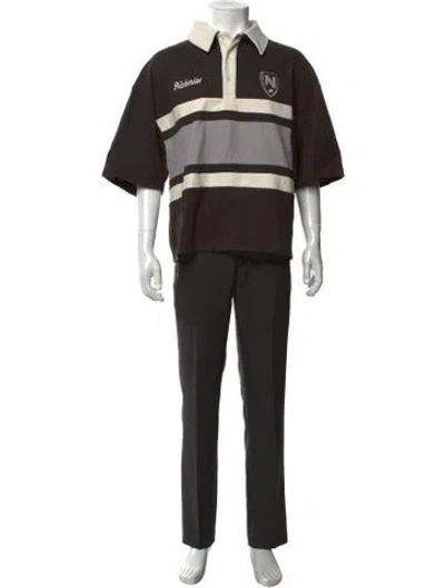 Pre-owned Nahmias Colorblock Pattern Collar Polo Shirt W/ Tags In Black