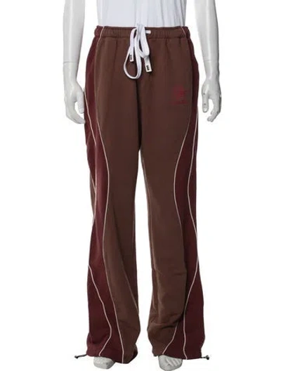 Pre-owned Nahmias Colorblock Pattern Embroidered Accent Lounge Bottoms W/ Tags In Brown