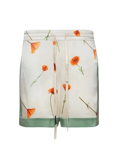Nahmias Colorblock Poppy Silk Shorts In White