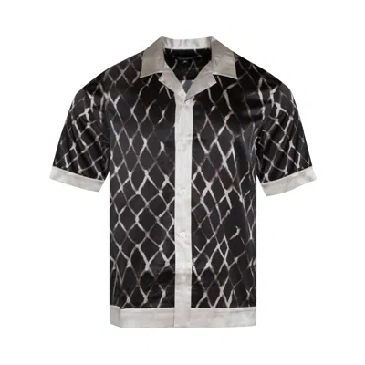 Pre-owned Nahmias Colorblock Swish Short-sleeve Silk Shirt 'black Swish'