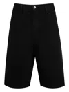 Nahmias Mens Black Denim Baggy Carpenter Wide-leg Denim Shorts In Black