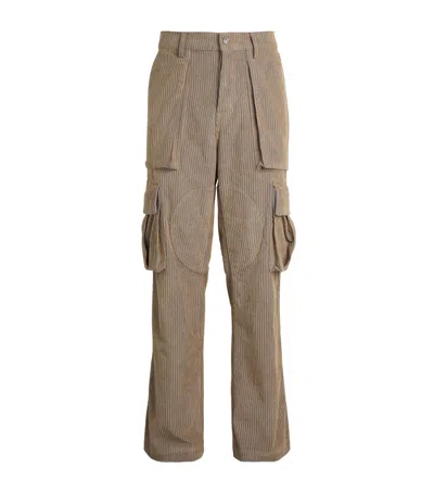 Nahmias Cotton Corduroy Cargo Trousers In Beige