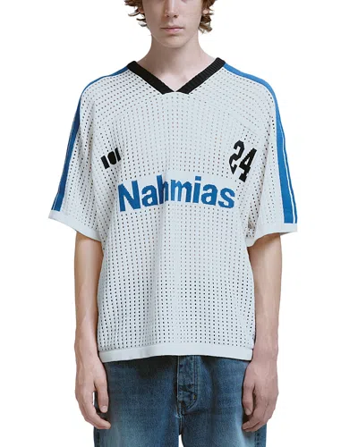 Nahmias Cotton Knit Logo Soccer Jersey In Blue