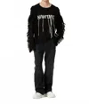 Nahmias Crewneck Poncho Fringe Sweater In Black In Black