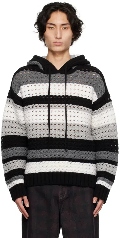 Nahmias Crochet Wool Hoodi In Black/multicolor