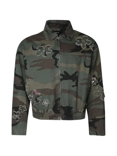 Nahmias Crystal-embellished Floral-patch Bomber Jacket In Multi