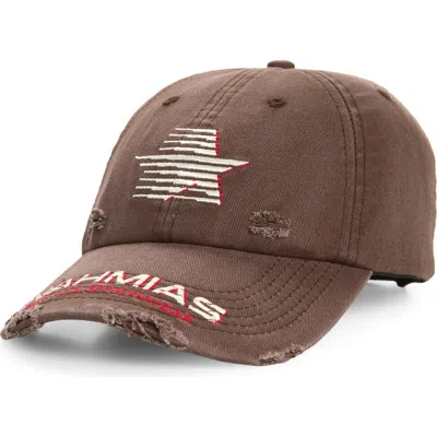 Nahmias Distressed Miracle Sportswear Adjustable Baseball Cap In Burgundy