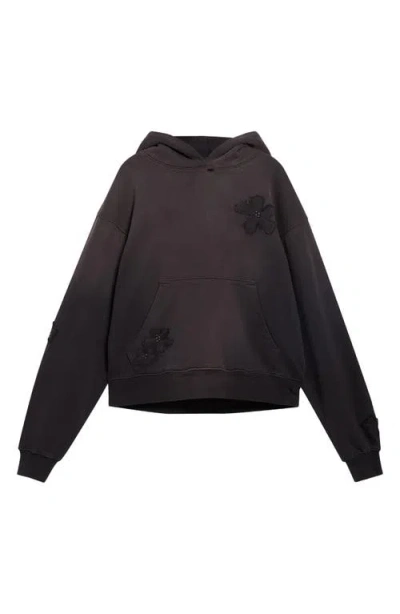 Nahmias Distressed Studded Patch Hoodie In Gray