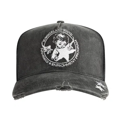 Pre-owned Nahmias Enrichment Washed Trucker Hat 'worn Black' | Men's Size Onesize