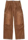 Nahmias Mens Oversized Wide-leg Denim Cargos Jeans Brown Wash In Brown