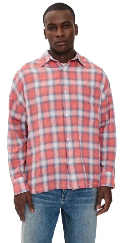 Nahmias Featherweight Plaid Button Up Dusty Red In Multi