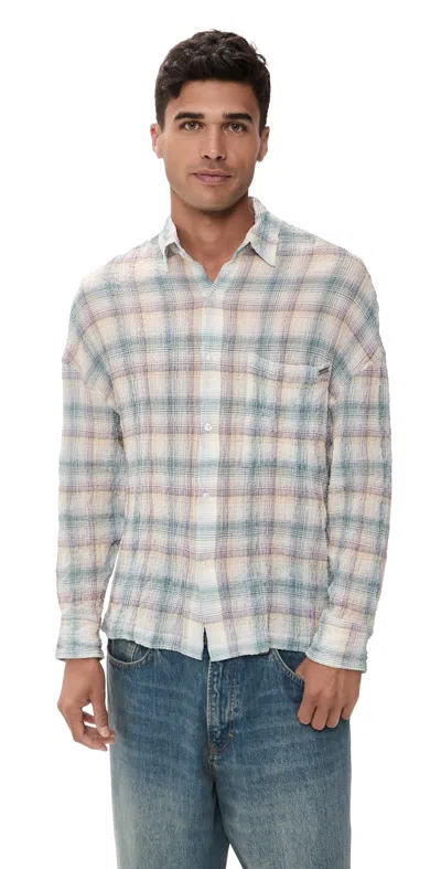 Nahmias Featherweight Plaid Long Sleeve Shirt Dusty Rainbow Shirting In Multi