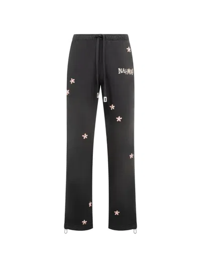 Nahmias Flower Gromes Wide-leg Trousers In Black
