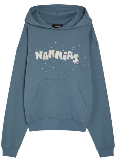 Nahmias Flower Trip Printed Hooded Cotton Sweatshirt In Blue