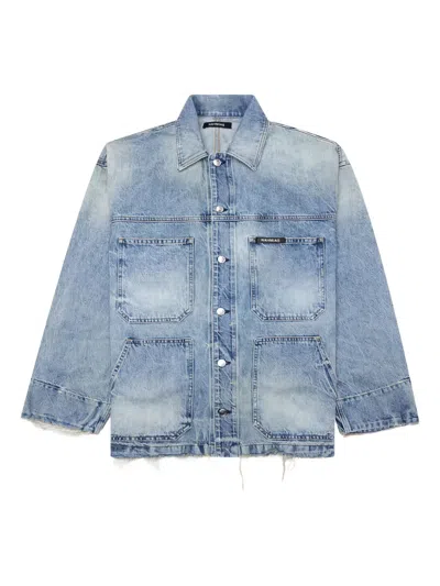Nahmias Frayed-edges Patch-pockets Denim Jacket In Blue