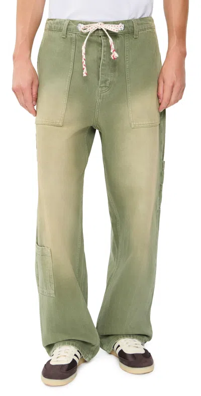 Nahmias Gardener Utility Wide-leg Drawstring Jeans In Green